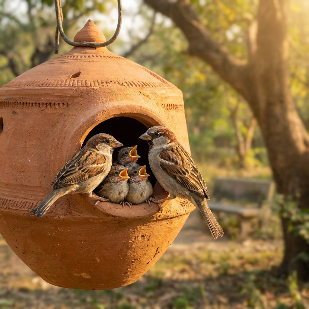 Terracotta Bird Nest Set (5 Pieces | 1 FREE Included)