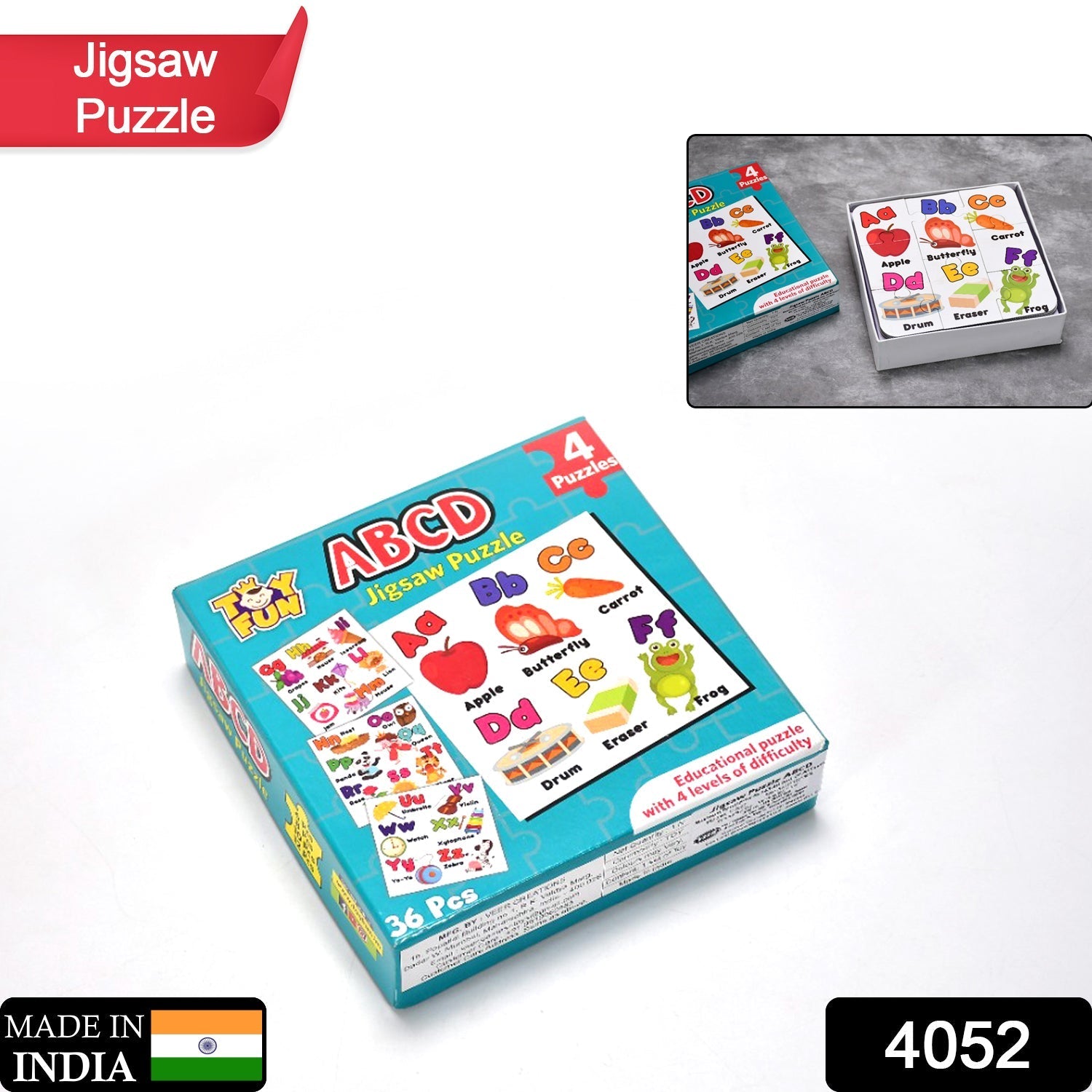 Set of 4 MyKartAdda puzzles for children, bright colors