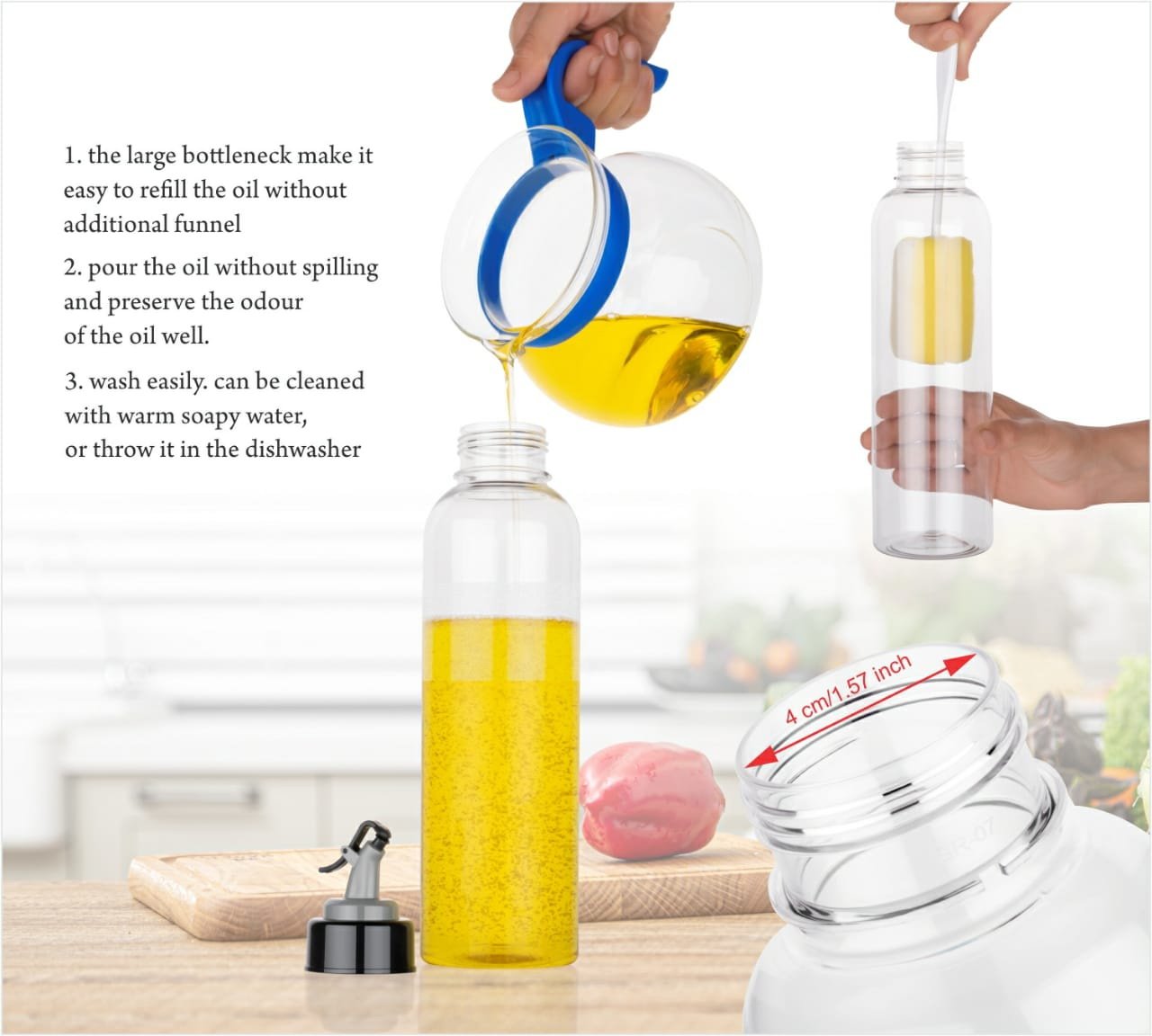 1-liter transparent plastic bottle for oil, easy to use anMyKartAdda.