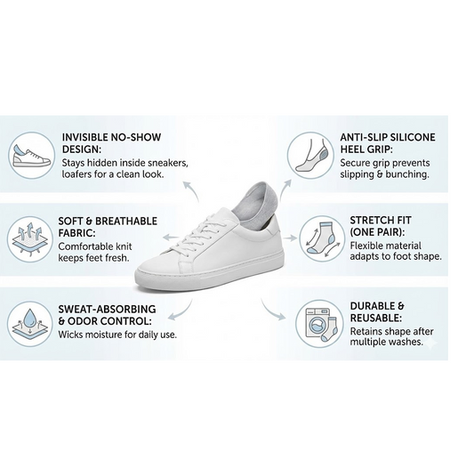 No-Show Liner Socks with Anti-Slip Heel Grip  (1 Pair)